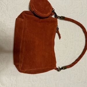 Anthropologie orange suede handbag